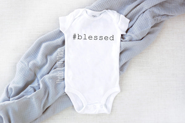 #Blessed Hashtag Blessed Thanksgiving Custom Baby Onesie Bodysuit Newborn Infant Theba Outfitters