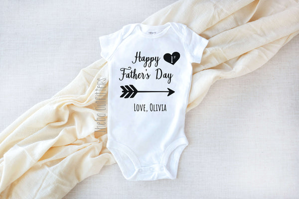 Happy First Father's Day Personalized Baby Onesie Bodysuit Infant Theba Outfitters