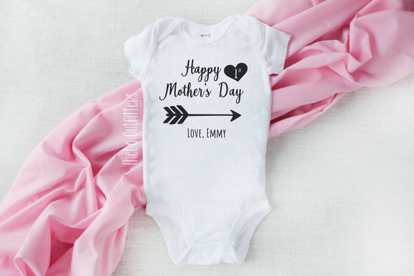 Happy First Mother's Day Personalized Baby Onesie Bodysuit Infant Theba Outfitters
