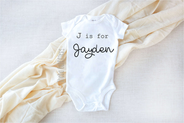 N is for Name Personalized Custom Baby Name Onesie Newborn Infant Theba Outfitters