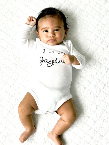 N is for Name Personalized Custom Baby Name Onesie Newborn Infant Theba Outfitters