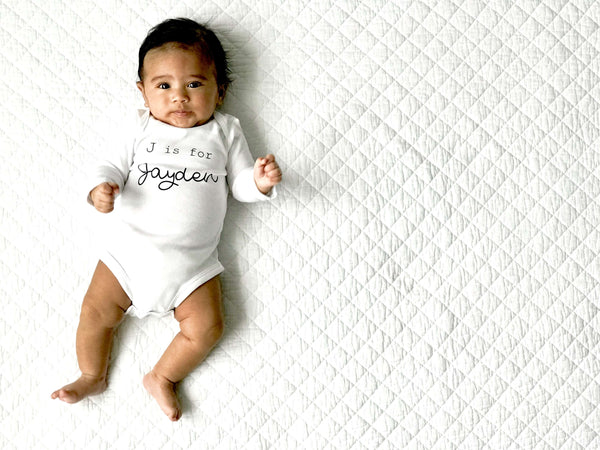 N is for Name Personalized Custom Baby Name Onesie Newborn Infant Theba Outfitters