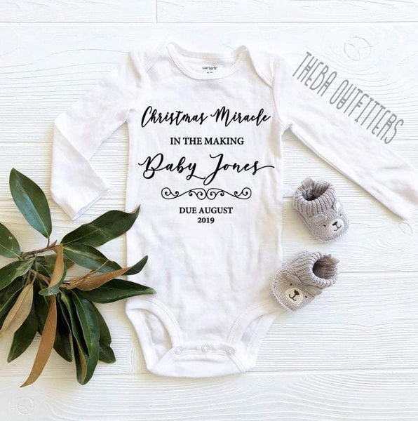 Pregnancy Announcement Onesie - a Christmas Miracle - Theba Outfitters