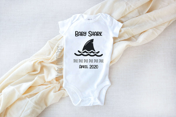 Baby Shark Pregnancy Announcement Custom Onesie bodysuit newborn infant theba outfitters