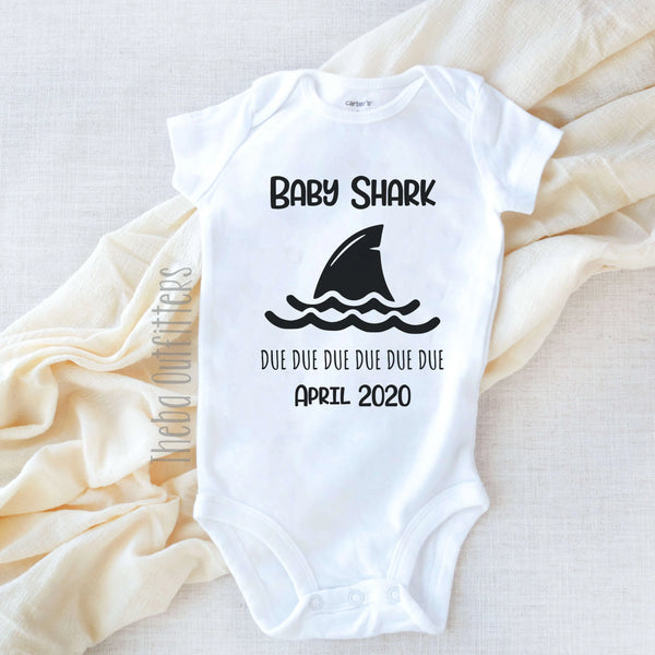 Baby Shark Pregnancy Announcement Custom Onesie bodysuit newborn infant theba outfitters