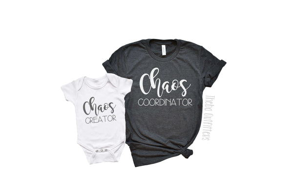 Chaos Coordinator Chaos Creator Matching mommy and Me shirts Onesie Bodysuit Theba Outfitters