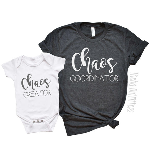 Chaos Coordinator Chaos Creator Matching mommy and Me shirts Onesie Bodysuit Theba Outfitters