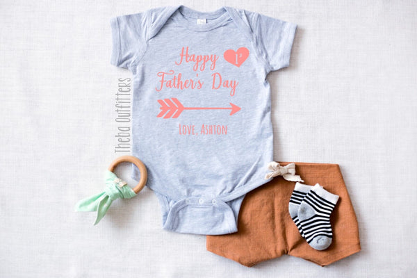 Happy First Father's Day Personalized Baby Onesie Bodysuit Infant Theba Outfitters