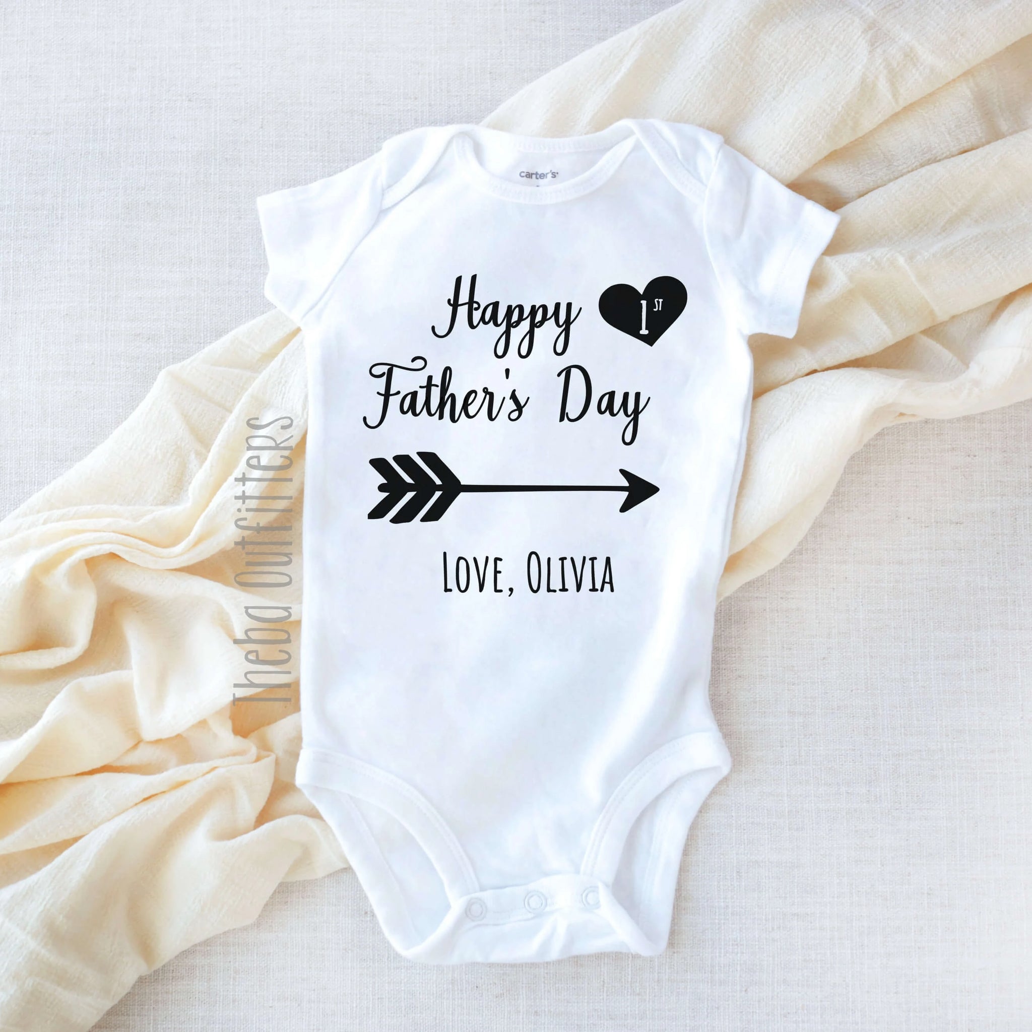 Happy First Father's Day Personalized Baby Onesie Bodysuit Infant Theba Outfitters