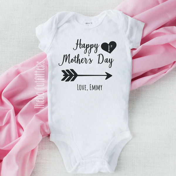 Happy First Mother's Day Personalized Baby Onesie Bodysuit Infant Theba Outfitters