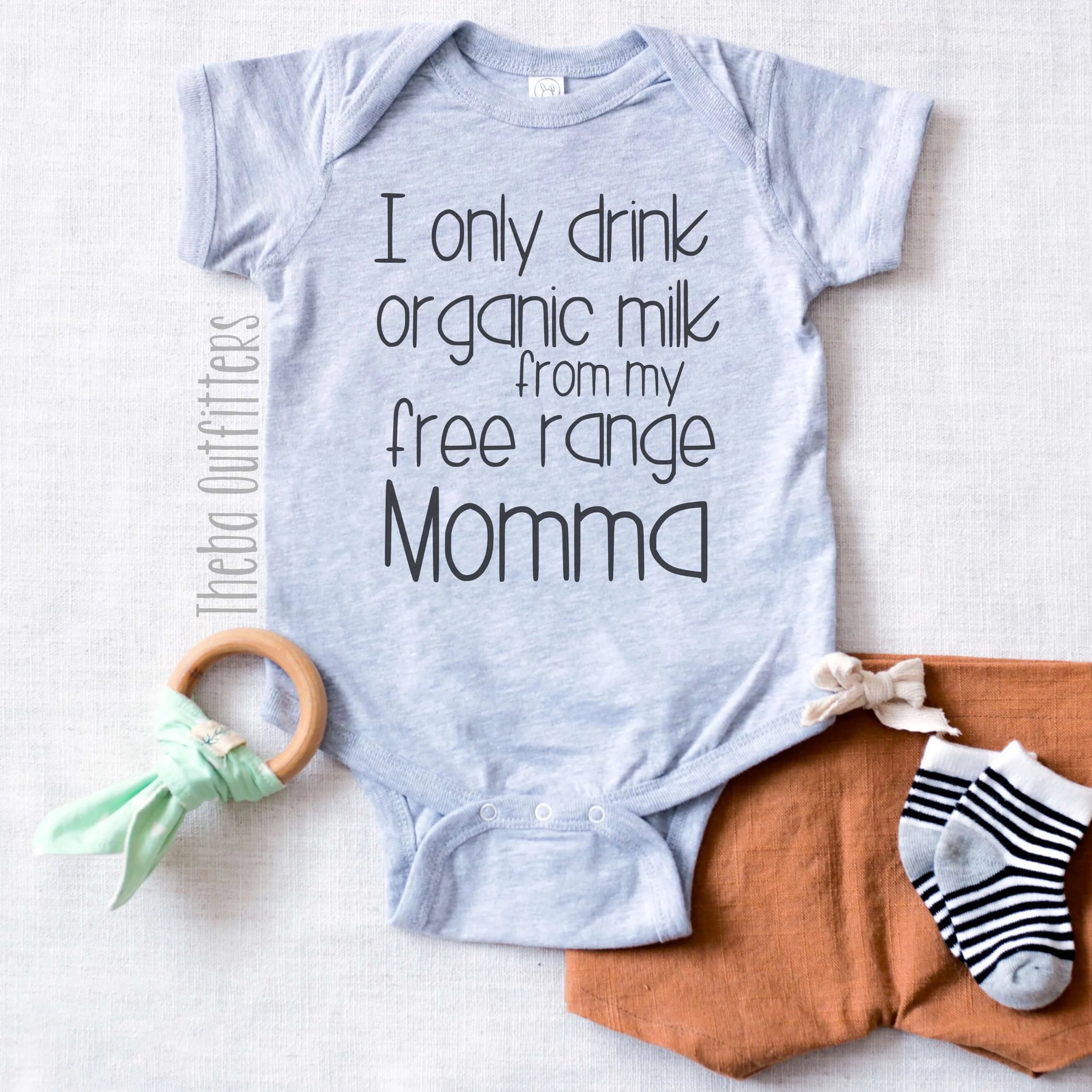 'I only drink organic milk from my free range Mama' Onesie Bodysuit Baby Infant Theba Outfitters