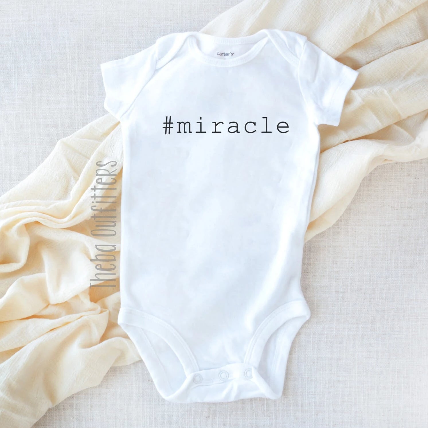 #miracle hashtag miracle Onesie bodysuit newborn infant baby announcement theba Outfitters