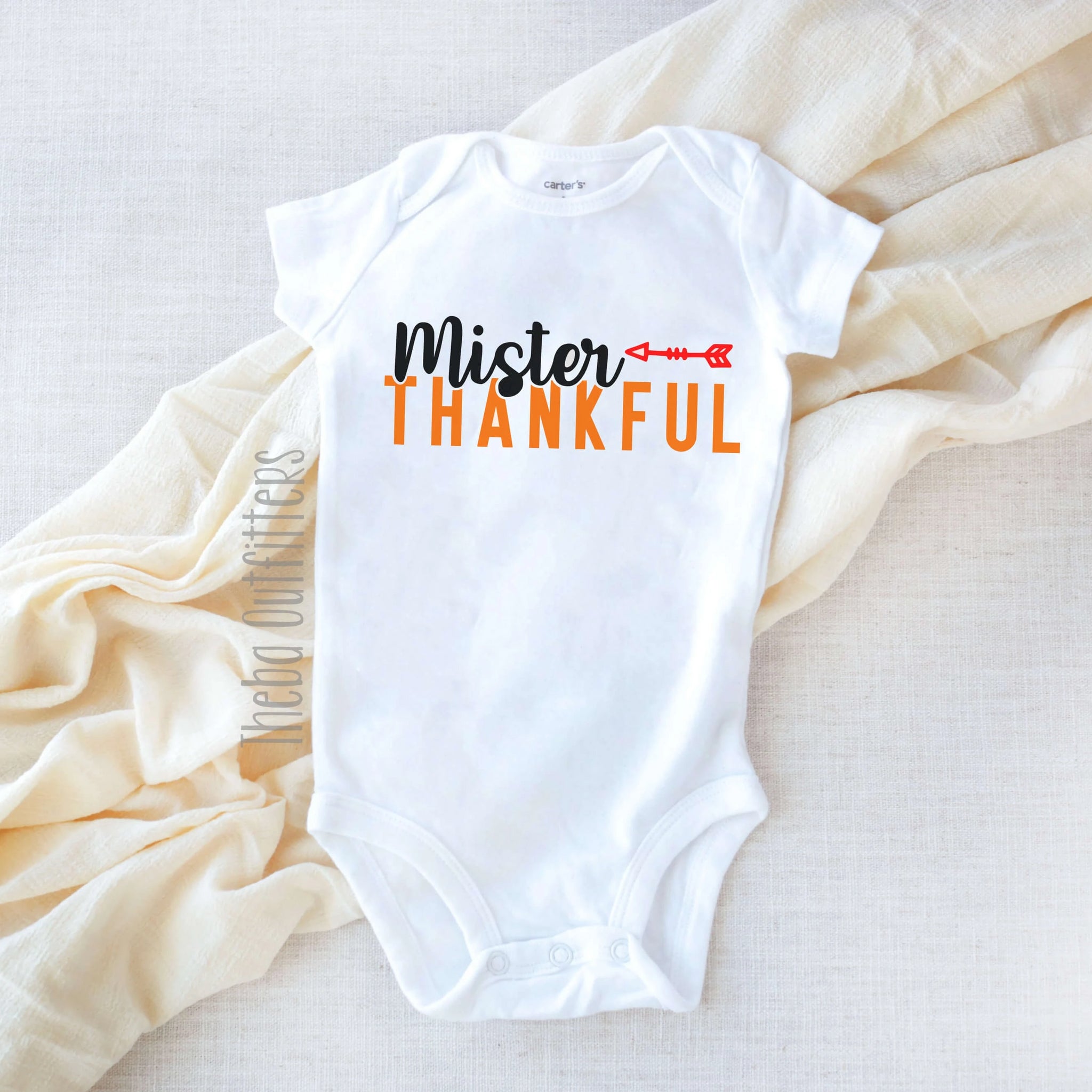 'Mister Thankful' Onesie Thanksgiving Bodysuit infant Newborn Baby Theba Outfitters