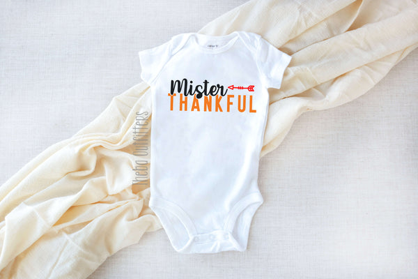 'Mister Thankful' Onesie Thanksgiving Bodysuit infant Newborn Baby Theba Outfitters