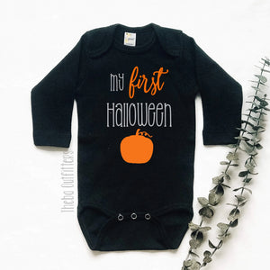 My First Halloween Onesie Tee Shirt Pumpkin Bodysuit Infant Baby Toddler Theba Outfitters