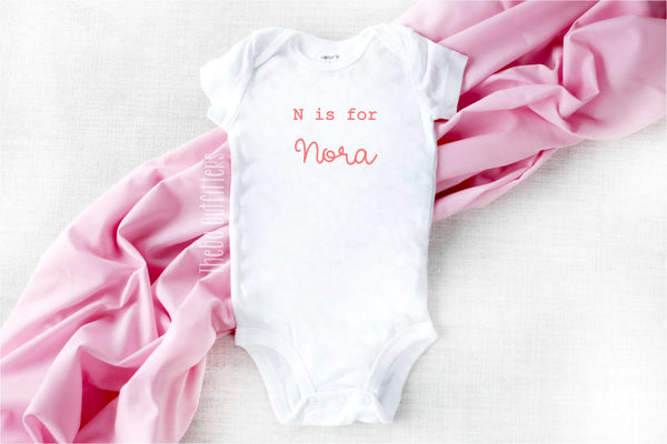 N is for Name Personalized Custom Baby Name Onesie Newborn Infant Theba Outfitters