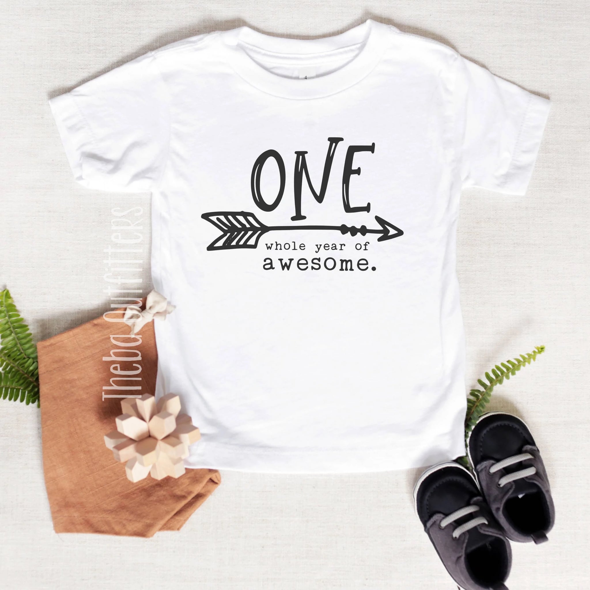 'One Whole Year of Awesome' Birthday Tee Shirt First Birthday Baby Toddler Theba Outfitters