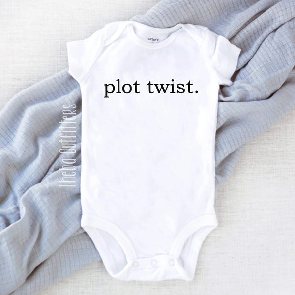 Plot Twist Baby Onesie Bodysuit Pregnancy Announcement Infant Newborn Theba Outfitters