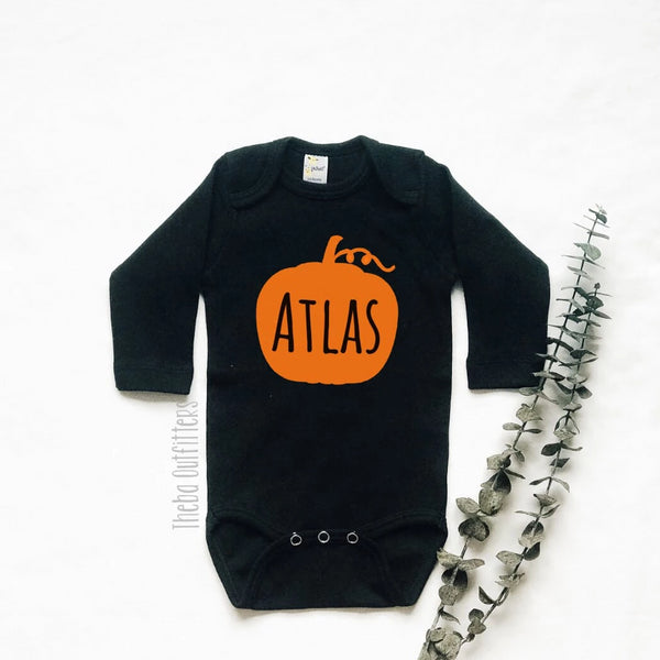 Pumpkin Name Onesie Tee Shirt Halloween Baby Infant Toddler Theba Outfitters