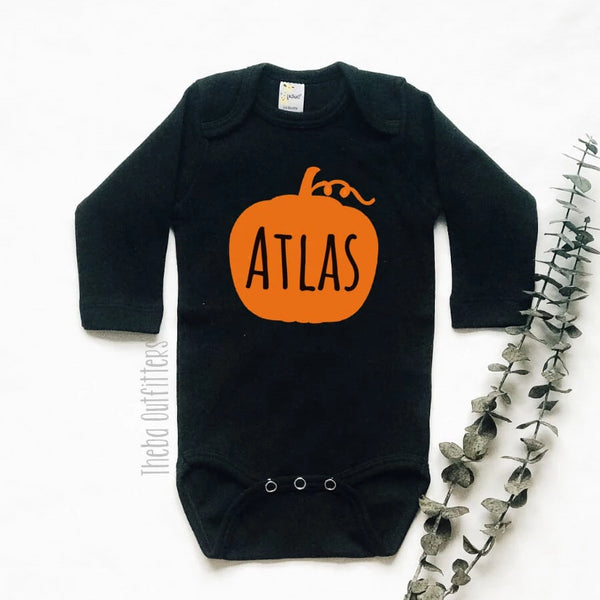 Pumpkin Name Onesie Tee Shirt Halloween Baby Infant Toddler Theba Outfitters