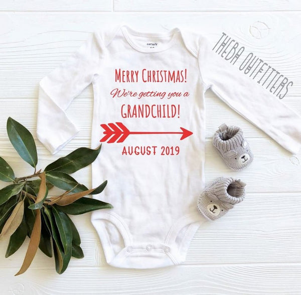 Grandparents Pregnancy Announcement Onesie - Christmas Reveal
