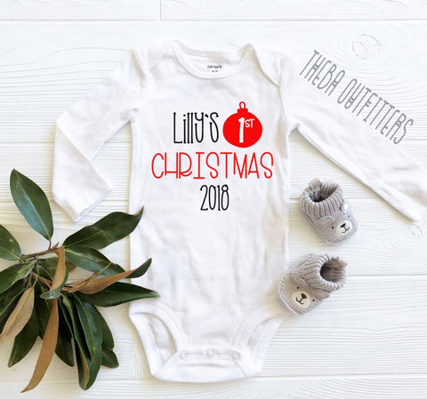 'Baby's First Christmas' - Custom Name Onesie