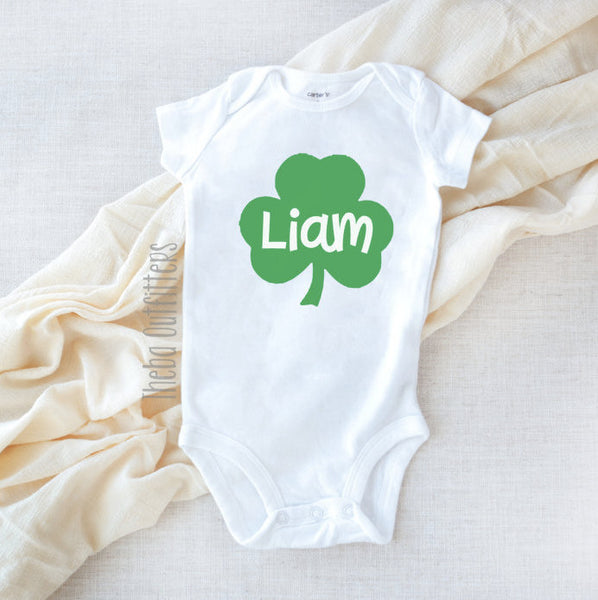 St. Patrick's Shamrock Onesie- Custom Name